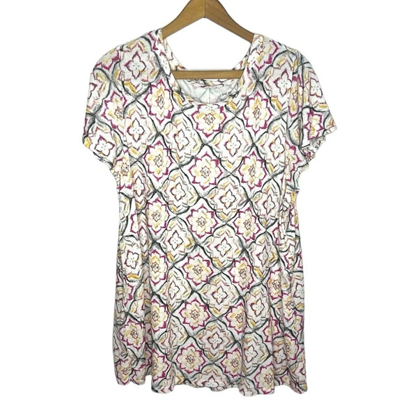 LANE BRYANT Floral Print Flutter Short Sleeve Top - Picture 1 of 8